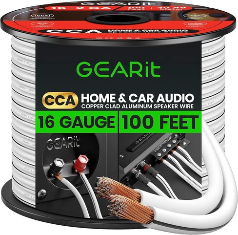 GearIT Pro Series 16AWG Speaker Wire, 16 Gauge Speaker Wire Cable (100 Feet / 30 Meters) Great Use for Home Theater Speakers and Car Speakers, Transparent Black/Red in Saudi Arabia
