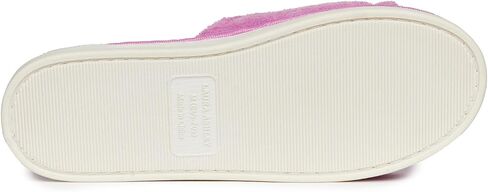 Laura Ashley Open Toe Velcro Band Fluffy Scuff Slippers for Women with Non-Slip Sole, Plush Memory Foam Slippers in Saudi Arabia