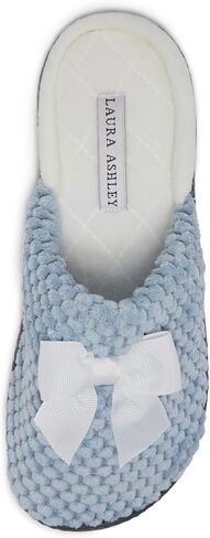 Laura Ashley Rugged Spa Slipper with Bow, Cozy Memory Foam Hard Bottom Slippers for Women, Soft Warm House Shoes in Saudi Arabia