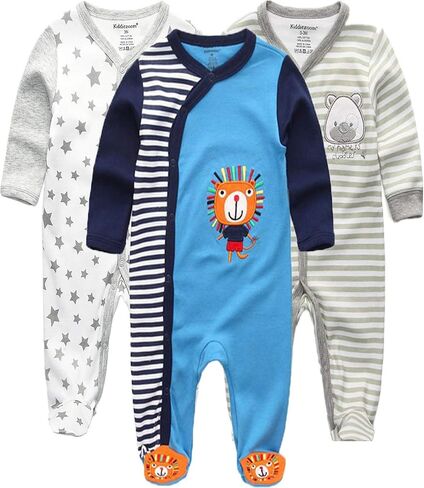 Kiddiezoom Baby and Toddler Boys'Snug Fit Footed One-Piece Romper Jumpsuit Cotton Cotton Footed Outfit in Kuwait