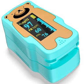 Finger Pulse Oximeter for Children,O2 Monitor Finger for Oxygen, Portable Blood Oxygen Saturation Monitor for Heart Rate and SpO2 Level, Blue(not for Newborn/Infant)