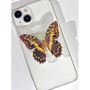 Butterfly Phone Grip, Rare Butterfly, Swallowtail Butterfly, Blue Butterfly, Cute Butterfly Holder, Transparent Resin Elasticity Holder (White)