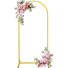 Arch Backdrop Stand 5FT Balloon Arch Stand Stable Gold Wedding Arch Frame Metal Arch Backdrop Stand for Wedding Ceremony Birthday Party Bridal Baby Shower Banquet Decoration