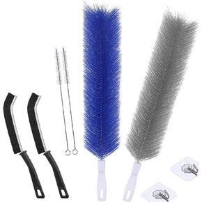 2-in-1 Flexible Microfiber Fan Cleaning Brush Set with Crevice Brush - Washable Duster for Table Fans, Air Vents, Curtains, and Hard-to-Reach Areas - Reusable Dust Cleaner for Home and Car