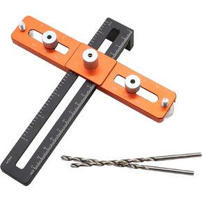 2 1/2 "-5" Adjustable Cabinet Hardware Doweling Jig Punching Locator Compatible with Drawer Handles Door Handles and Drilling Positioning of Various Cabinets Attached Drill Bit