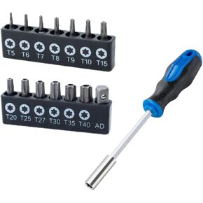 ROTATION 14-piece Tamper Resistant Star Bits and 1/4 inch Magnetic Bit Driver