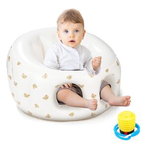 Inflatable Baby Seat for Babies 5-36 Months,Inflatable Baby Chair with air Pump,Blow Up Baby Chair,Baby Floor Seats for Sitting Up,Full Enclosure & Safety (Beige)