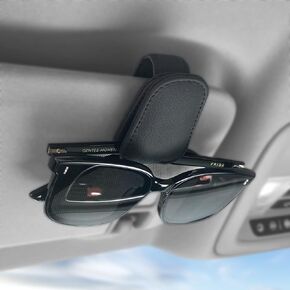 2 Pieces Sunglass Holder for Car Visor, Magnetic Leather Eyeglass Hanger Clip for Car, Car Visor Accessories (Black)