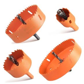 4 Pcs Hole Saw Set Bi-Metal Hole Saws Set High Speed Steel Hole Saws Kit with Case and Arbor Hex Key for Metal Hard Wood Plywood PVC Board Vent Pipe