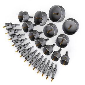 26PCS (1/2'' to 3-3/4'') TCT Carbide Hole Saw for Hard Metal, Stainless Steel, Iron, Aluminum, Plastic