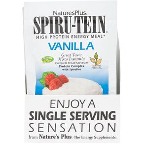 NaturesPlus SPIRU-TEIN، الفانيليا - 2.12 رطل - مسحوق بروتين سبيرولينا - الفيتامينات والمعادن للطاقة - نباتي، خالي من الغلوتين - 32 حصة