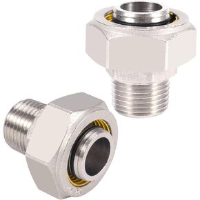 2pcs 3/4"×1/2" Air Line Fittings for Rapid Air System, Air Hose Fittings 3/4 Inch Single Connector Fit for Shop/Garage Compressed Air Piping, Brass-Nickel Plated, 200psi Working Pressure