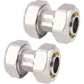 2pcs 3/4"×3/4" Air Line Fittings for Rapid Air System, Air Hose Fittings 3/4 Inch Straight Fittings Fit for Shop/Garage Compressed Air Piping, Brass-Nickel Plated, 200psi Working Pressure