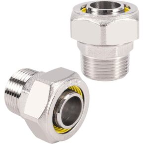 2 Pcs 3/4"×3/4" Air Line Fittings for Rapid Air System, Air Hose Fittings 3/4 Inch Straight Fittings Fit for Shop/Garage Compressed Air Piping, Brass-Nickel Plated, 200psi Working Pressure