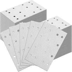 100 Pcs P180 Grit 3 x 5 (80 x133 mm) Rectangular Abrasive Sanding Sheets 14 Hole Sandpaper Compatible with Festool Rts 400 Rs400 Ls130