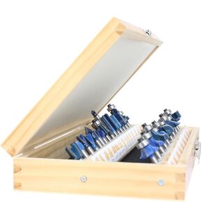 24pcs Router Bit Set,1/4 inch Shank,24 Pieces Carbide Tipped Router Bits/Router Cutters for Woodworking Beginners with Wooden Case