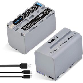 NP-F750 Battery 2 Pack 5800mAh Replacement Rechargeable Battery with USB Type C Port/Cable, Compatible with Camera Camcorder/LED Light/Monitor/Ring Light