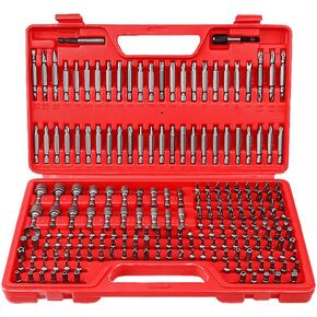 214-Piece Screwdriver Bit Set, CV Steel Power Bit Set, Drill Bit Set with Security Bit Torx Bit Nut Driver Hex Bit Set, with 1/4" Extension Bit Holder & 1/4" Quick Lock Release Bit Holder