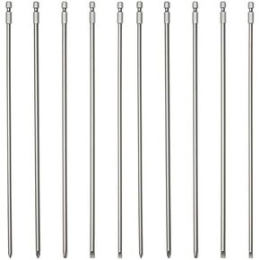 NEIKO 10043A Extra Long Bit Set | 5-Piece | Cr-V Steel | 12-Inch Length Phillips and Slotted Screwdriver Bits |1/4-Inch Hex Shank | Power Driver Bit Set (Pack of 2)