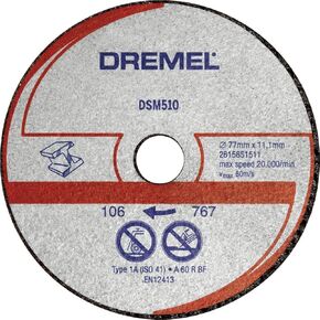 Dremel DSM510 Multifunctional Cutting Disc Multipack, Accessory Set with 3 Cutting Discs 77 mm for Circular Saw for Sawing and Cutting Wood and Soft Materials
