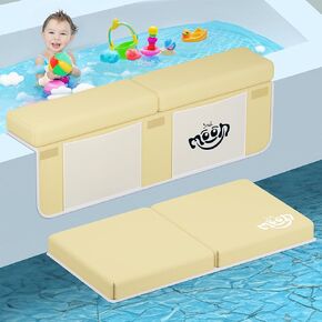 3rd Moon Baby Bath Kneeler and Elbow Rest Pad Set - 1.5" Thick Knee Pad for Bathing Babies, Non-Slip & Soft Bath Kneeling Pad for Toddlers, Quick Dry Bathtub Mat with Toy Organizer