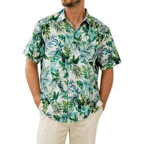 Hardaddy Men's Hawaiian Shirt Short Sleeves Printed Button Down Summer Beach Casual Shirts
