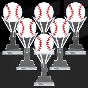 6 Pcs Soccer Trophy Award Acrylic Soccer Ball Prize Ornaments, Soccer Sign Keepsake Soccer Match Gift Game Prize for Football Team Athlete Coach Club Member Soccer Lover Gift