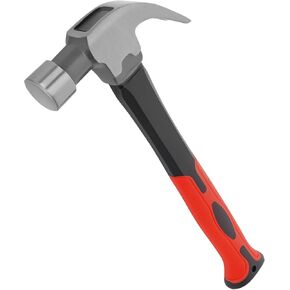 16OZ Claw Hammer with Fiberglass Handle, Drop Forged Claw Hammer, All Purpose Hammer, Smooth Face, Shock-Absorbing Grip
