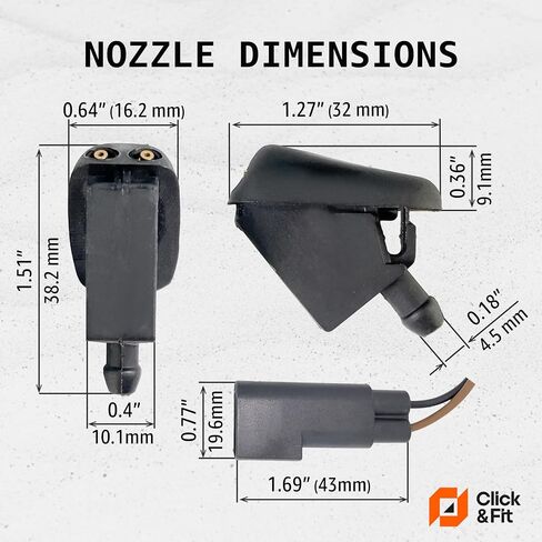 Click&Fit قطعتان من فوهات غسالة الزجاج الأمامي المتوافقة مع Ford Focus MK3 2012 2013 2014 2015 2016 2017 - استبدال CP9Z17603B F1EZ-17603-A، ملحقات مجموعة رذاذ غسالة الممسحة in Saudi Arabia