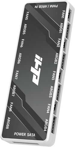Fan Hub,2 in 1 PWM ARGB Fan hub - 4Pin PWM Hub and 5V 3Pin ARGB Hub,Total 16 Ports, Fan Hub with Controller SATA Power Supply Power. in Saudi Arabia