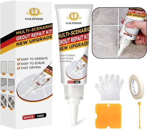 Tile Grout Repair Kit, 2 Pack Grout Filler, Fast Drying Tile Grout, Grout Sealer Bathroom Shower Kitchen Floor Tile, Restore and Renew Tile Joints Line, Gaps, Replace Grout Pen(White) in Saudi Arabia