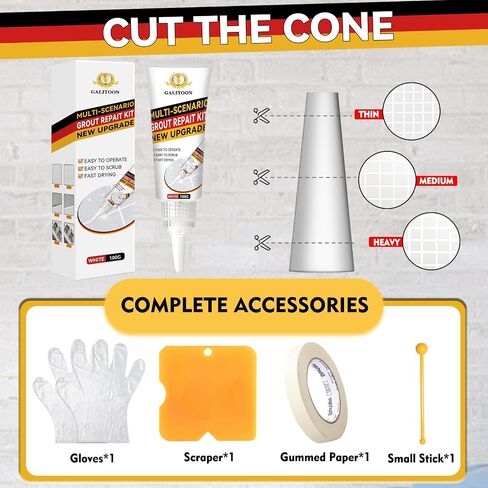 Tile Grout Repair Kit, 2 Pack Grout Filler, Fast Drying Tile Grout, Grout Sealer Bathroom Shower Kitchen Floor Tile, Restore and Renew Tile Joints Line, Gaps, Replace Grout Pen(White) in Saudi Arabia
