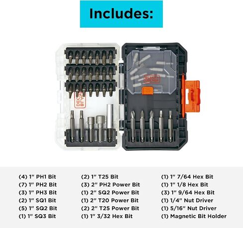 BLACK+DECKER BLACK + DECKER Screwdriver Bit Set, 40-Piece (BDAST40SETFF) in Saudi Arabia