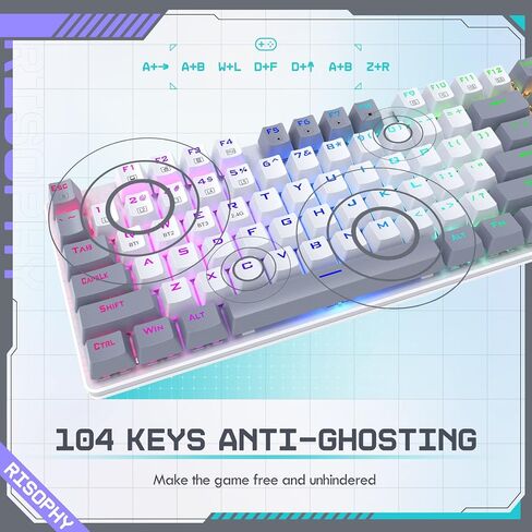 RisoPhy Mechanical Gaming Keyboard, RGB 104 Keys Ultra-Slim Backlit USB Wired Keyboard with Blue Switch, Durable ABS Keycap/Anti-Ghosting/Spill-Resistant Mechanical Keyboard for PC Mac Xbox Gamer,Pink in Saudi Arabia