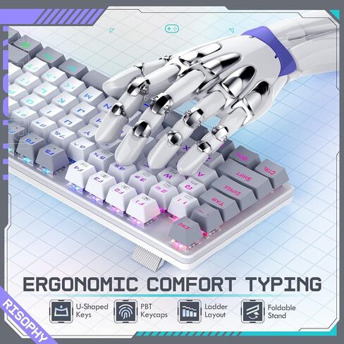 RisoPhy Mechanical Gaming Keyboard, RGB 104 Keys Ultra-Slim Backlit USB Wired Keyboard with Blue Switch, Durable ABS Keycap/Anti-Ghosting/Spill-Resistant Mechanical Keyboard for PC Mac Xbox Gamer,Pink in Saudi Arabia