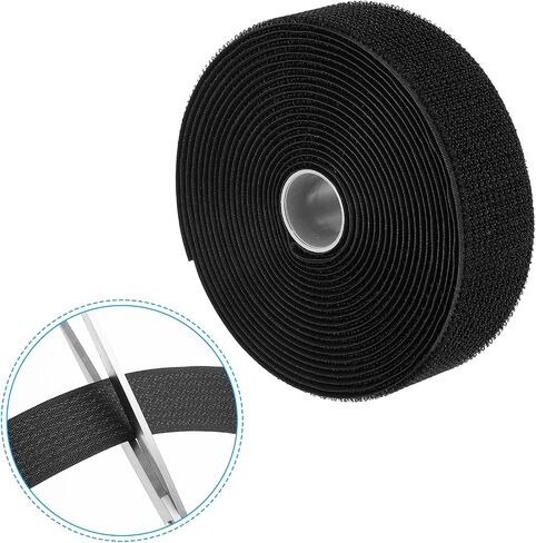 PATIKIL Hook and Loop Straps 1.2 in x 16 Ft with 25pcs Metal Buckle, Adjustable Cinch Straps Fastening Cable Straps for Bundling Storage Organization, Black in Saudi Arabia