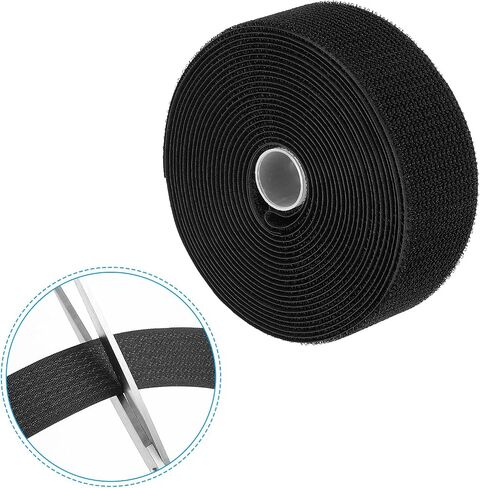 PATIKIL Hook and Loop Straps 1.2 in x 16 Ft with 25pcs Metal Buckle, Adjustable Cinch Straps Fastening Cable Straps for Bundling Storage Organization, Black in Saudi Arabia
