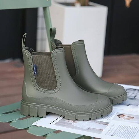 Harssidanzar Womens Rain Boots أحذية حديقة مقاومة للماء أحذية مضادة للانزلاق لأمطار قصيرة للعمل في الهواء الطلق HL217US in Kuwait