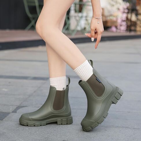 Harssidanzar Womens Rain Boots أحذية حديقة مقاومة للماء أحذية مضادة للانزلاق لأمطار قصيرة للعمل في الهواء الطلق HL217US in Kuwait