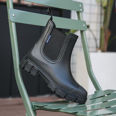 Harssidanzar Womens Rain Boots أحذية حديقة مقاومة للماء أحذية مضادة للانزلاق لأمطار قصيرة للعمل في الهواء الطلق HL217US in Kuwait