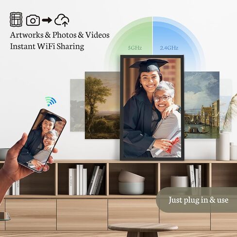 BSIMB 27 Inch Large Digital Picture Frame, 1920x1080 FHD WiFi Photo Frame Electronic 32GB Display, Wall Mount Included, Share Pictures/Videos via App Easy Setup Gifts for Mom(Non-Touch), Dark Wood in Saudi Arabia