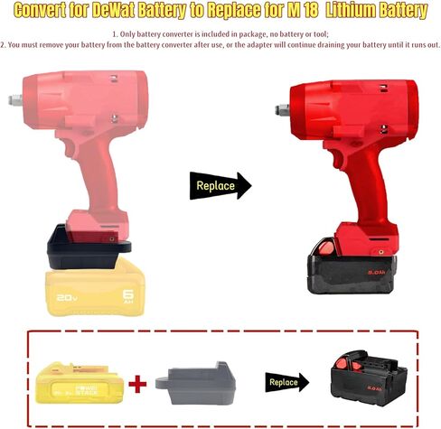 بالنسبة إلى DeWalt إلى محول بطارية Milwaukee (تم تضمين محول فقط) (لبطارية M18 إلى أدوات DeWalt 20V) in Kuwait