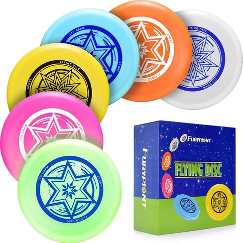 Ultimate Flying Disc 175g,Adult Sport Disc Set for Competitive and Pro Players,Includes 1 Glow in The Dark Ultimate Disc for Beach Pool Game, Camping and Backyard (6 Color Set) in Saudi Arabia