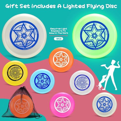 Ultimate Flying Disc 175g,Adult Sport Disc Set for Competitive and Pro Players,Includes 1 Glow in The Dark Ultimate Disc for Beach Pool Game, Camping and Backyard (6 Color Set) in Saudi Arabia