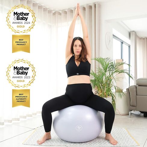 BABYGO Birthing Ball - Pregnancy Yoga Labor & Exercise Ball & Book Set Trimester Targeting, Maternity Physio, Birth & Recovery Plan Included Anti Burst Eco Friendly Lavender 65cm in Kuwait