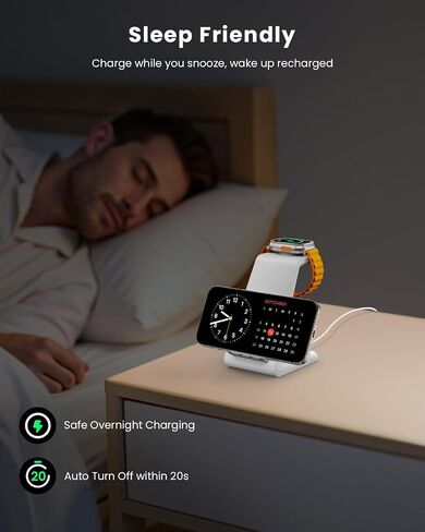 GEEKERA 3 in 1 Wireless Charging Station for Apple, Fast Wireless Charger Stand Dock for iPhone 17 16 15 14 13 12 11 Pro Max Plus XR XS X, Apple Watch Ultra/11/10/9/SE/8/7/6/5/4/3/2, AirPods Pro/4/3/2 in Saudi Arabia