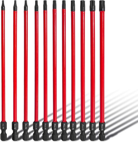 Professional Torx Bit Set with Cnc Machined Tips, 1/4 Inch Hex Shank, S2 Steel, Magnetic and Impact Driver Compatible, 6 Inch Long Torx Screwdriver and Star Bits Set for Workers in Saudi Arabia