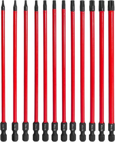 Professional Torx Bit Set with Cnc Machined Tips, 1/4 Inch Hex Shank, S2 Steel, Magnetic and Impact Driver Compatible, 6 Inch Long Torx Screwdriver and Star Bits Set for Workers in Saudi Arabia
