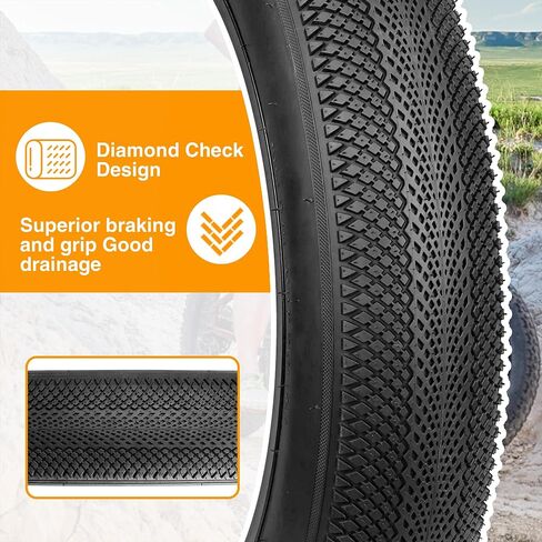 ZUKKA Bike Tire 24 x 4.0 Fat Bike Tire Replacement Tire Folding Mountain Bike Tire High-Density Bike Tires for Snow Beach BMX MTB Electric Bike in Saudi Arabia