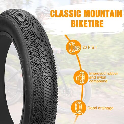 ZUKKA Bike Tire 24 x 4.0 Fat Bike Tire Replacement Tire Folding Mountain Bike Tire High-Density Bike Tires for Snow Beach BMX MTB Electric Bike in Saudi Arabia